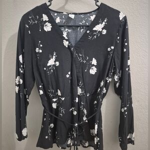 Old Navy Black Floral Blouse